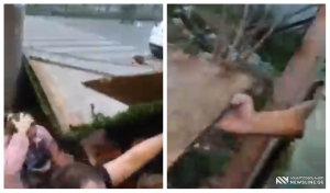 VIDEO: შემზარავი კადრები ბათუმიდან - გრიგალის დროს ხალხს ხის ჯებირები დაეცა
