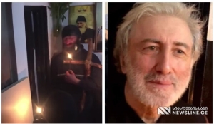 VIDEO: ბერი ნიკოლოზის ბინის კართან ანთებული სანთლით კაცს წვერზე ცეცხლი მოედო - კადრები