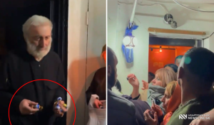 VIDEO: მდუმარე ბერი ნიკოლოზი სახლის კართან შეკრებილ მრევლს შოკოლადით გაუმასპინძლდა