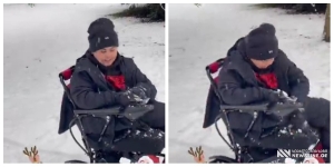 VIDEO: გახარებული დათი თოვლში - კადრები გერმანიიდან