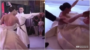 VIDEO: "ამ კაბამ დატანჯა ეს გოგო მთელი დღე" - ლიზა ჩიჩუა ცეკვის დროს წაიქცა